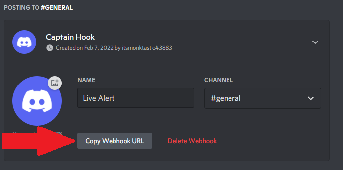 Screenshot of single Webhook configuration